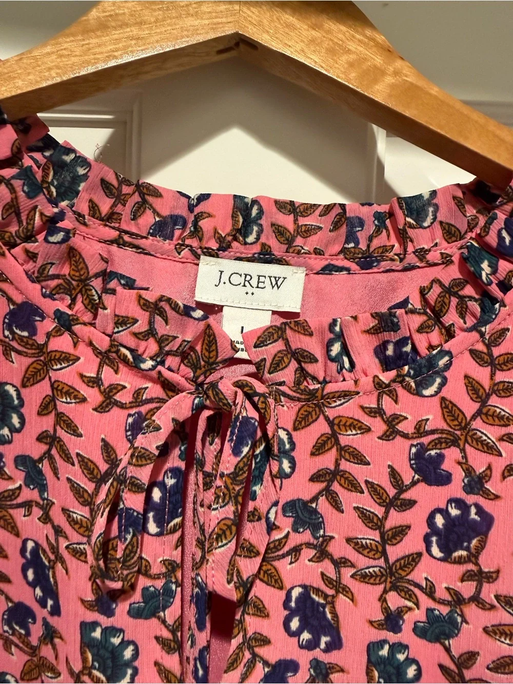 JCrew Pink Floral V-Neck Blouse - Women